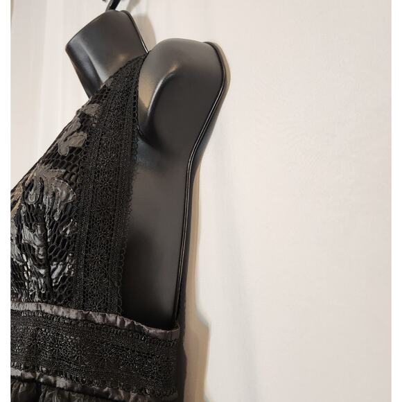 UNKNOWN Black High Low Mesh Lace Sheer 3 Layer Formal Semi Formal Womens 4 FLAW - Picture 9 of 12